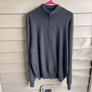 Hanry Mens Cashmere‎ Pullover Sweater Size XL Grey Quiet Luxury Neutral